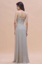 Chic Spaghetti Straps Chiffon Lace A-Line Bridesmaid Dress On Sale-27dress